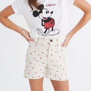 Madewell Cream Shorts with strawberries Print